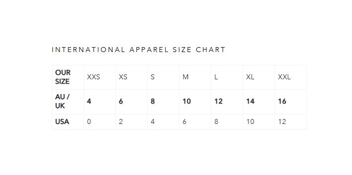 Product size guide