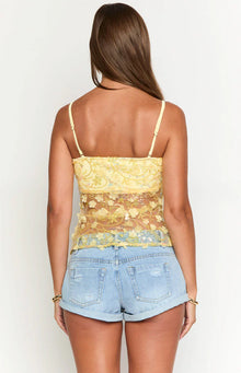 Isabella Sequin Strapless Top | Yellow