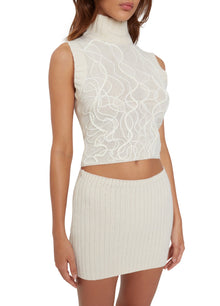 Womens | Low-Rise Rib Knit Mini Skirt | Ivory