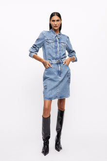 Light Denim Skirt | Mid Blue Stone