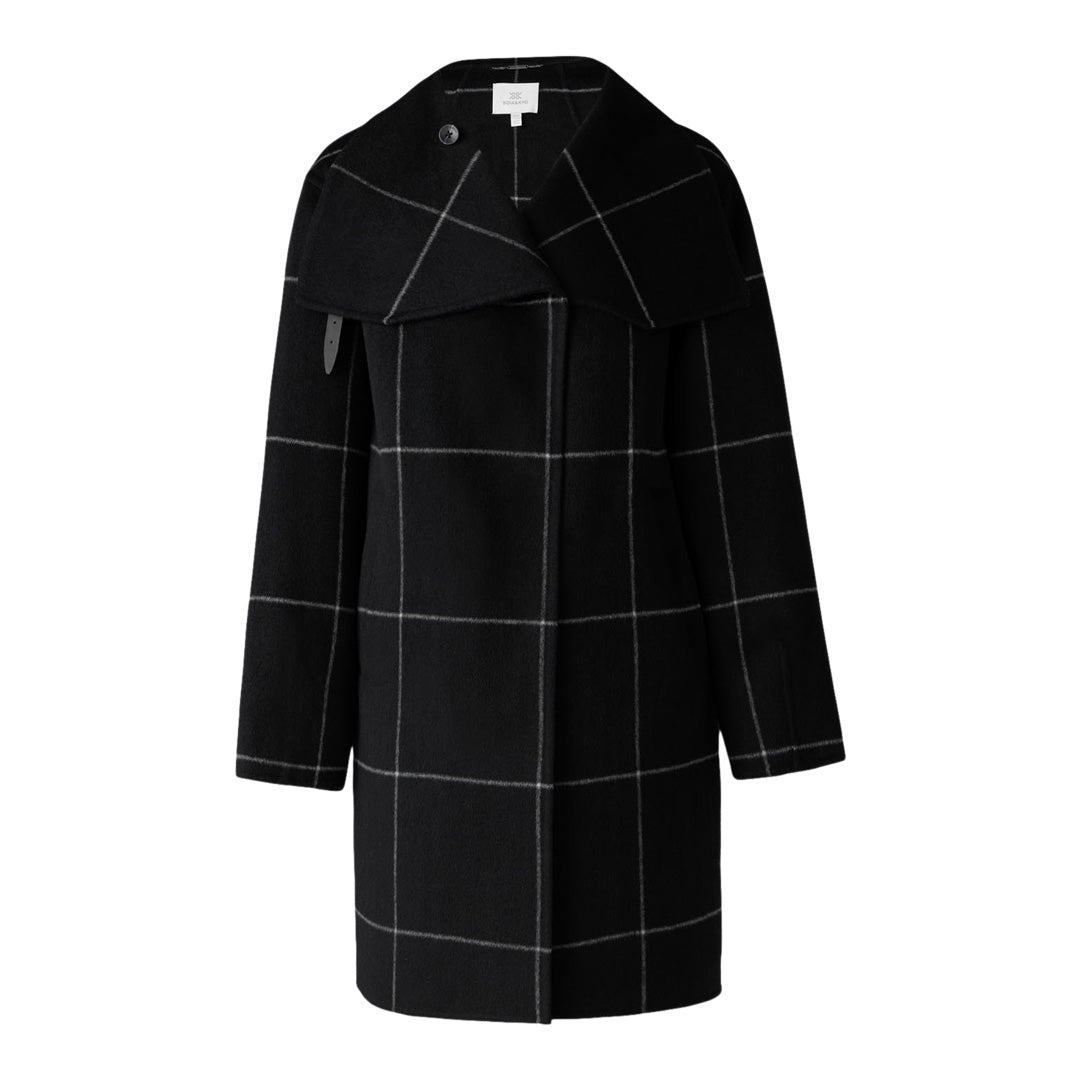 Jackie-P Cocoon Coat In Double Face Wool | Black-Powder