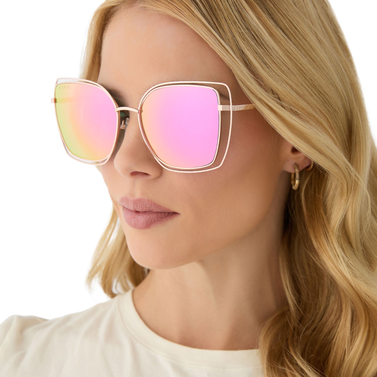 Womens | Jacqueline Sunglasses | Champagne | Pink Lenses
