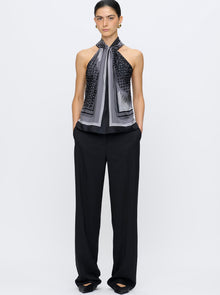 Jaranda Halter Scarf Top | Black/White