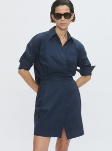 Jaxina Wrap Shirt Dress | Navy
