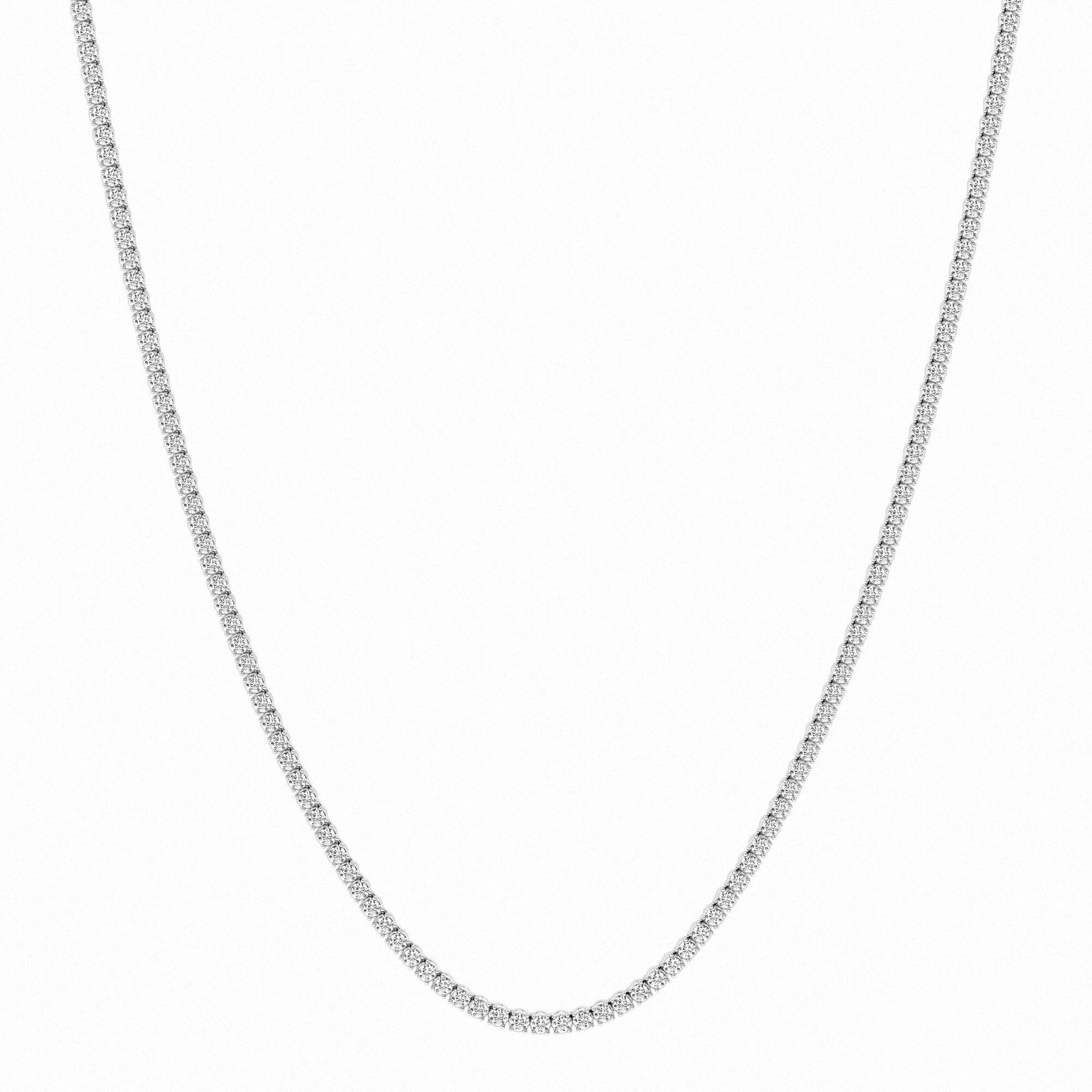 Womens | Tennis Necklace | 14K White Gold | 5.75 CTW Round Cut Natural Diamond | H-I-I2-I3