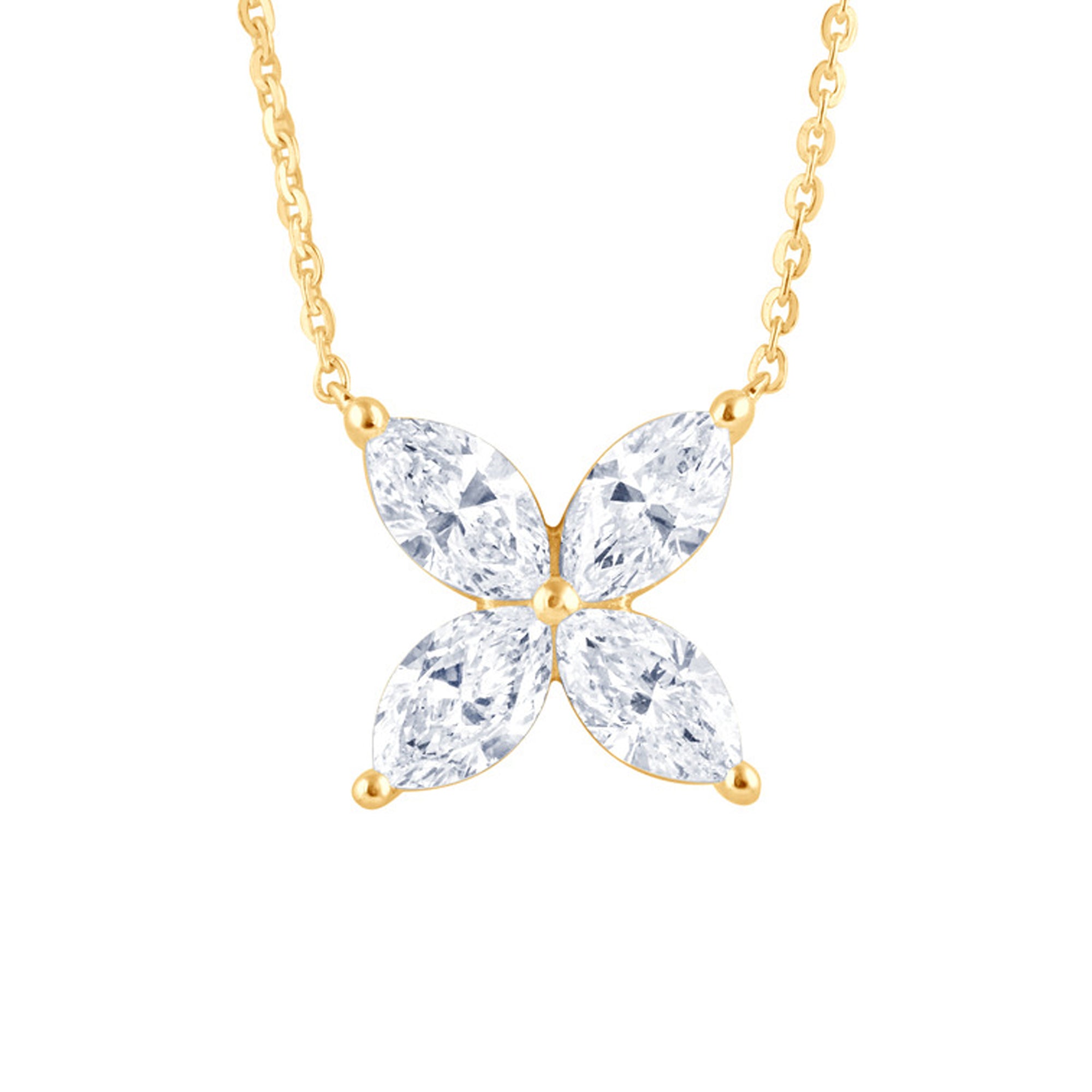 0.33 CT Marquise Natural Diamond | Necklace | 14K Yellow Gold | J-K Color | VS Clarity