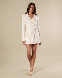 V-Neck Shirt Mini Dress | Ivory