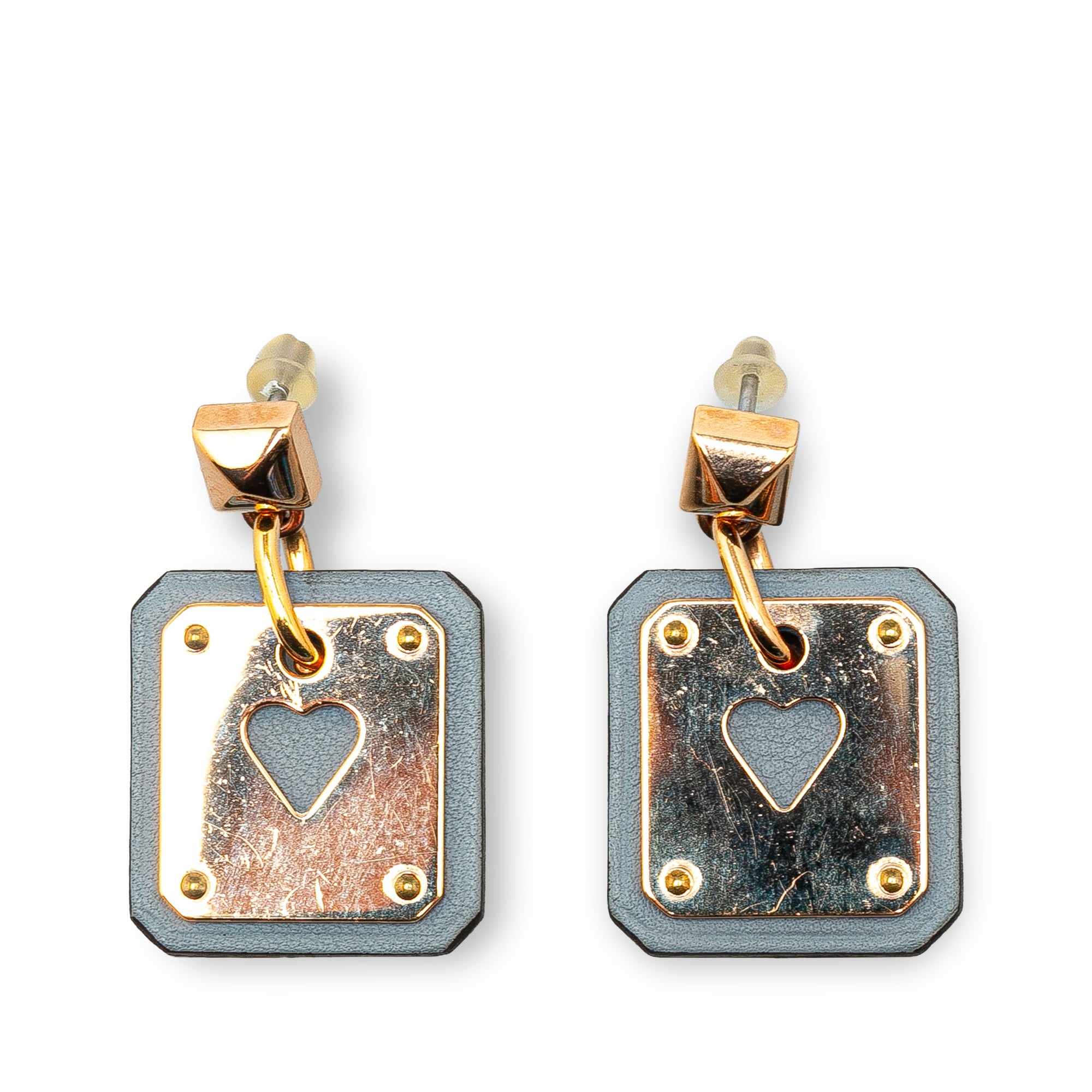 Hermès Pre-Owned Swift As De Coeur Push Back Earrings | Women | Gold x Blue