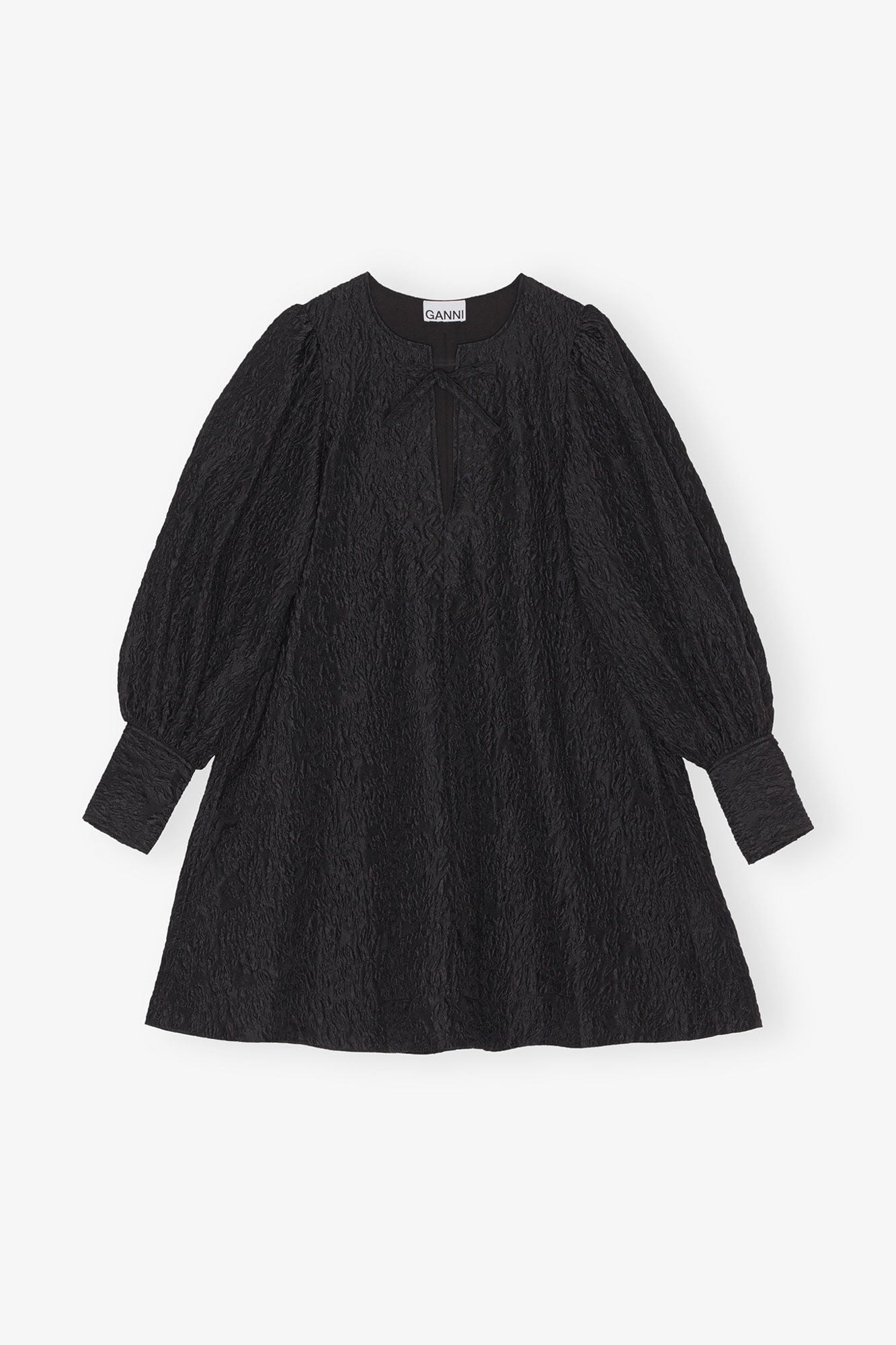 Jacquard Organza Mini Dress | Black