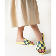 Jaquie Woven Flat Slide Sandal | Checker Butter