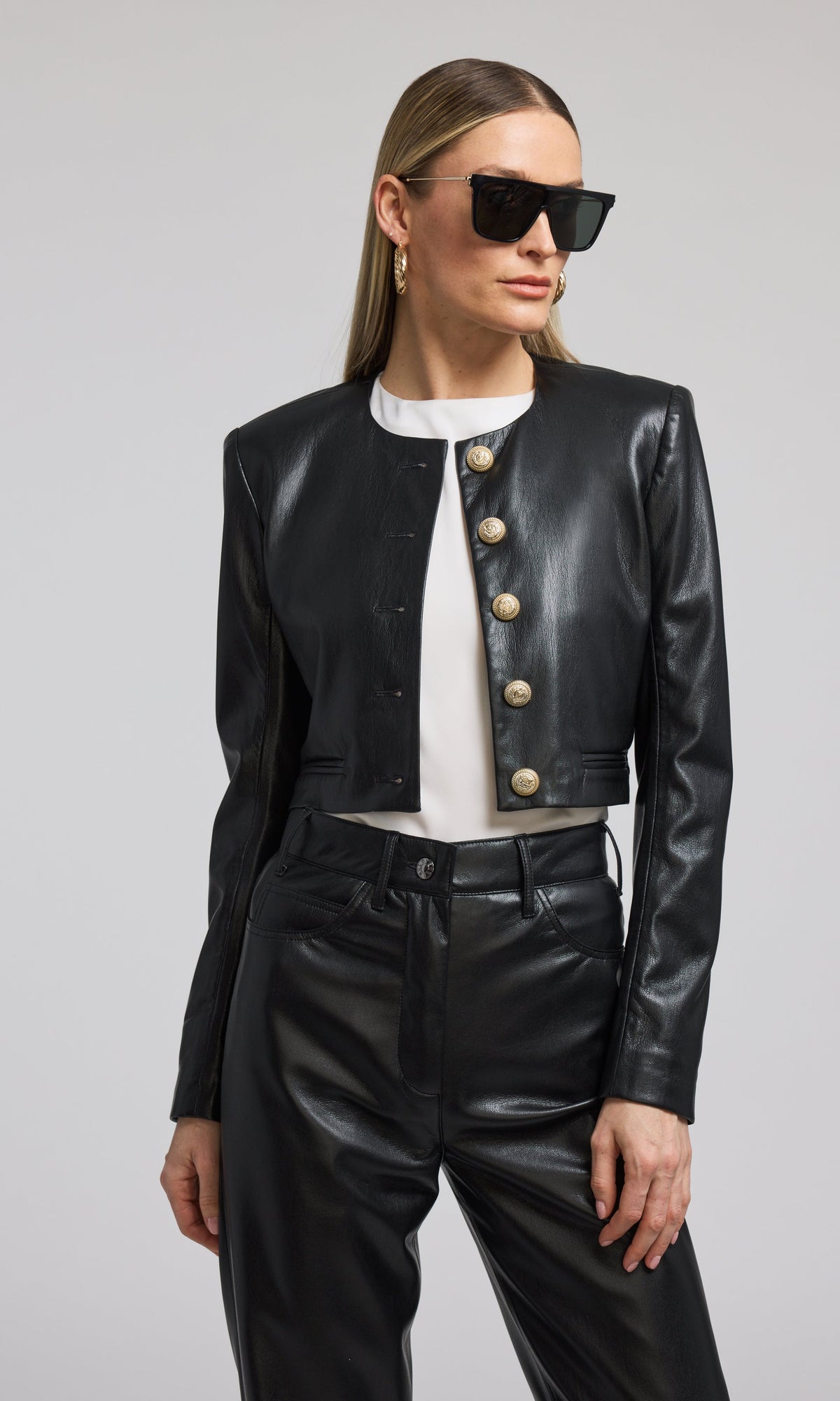 Marko Vegan Leather Blazer | Black