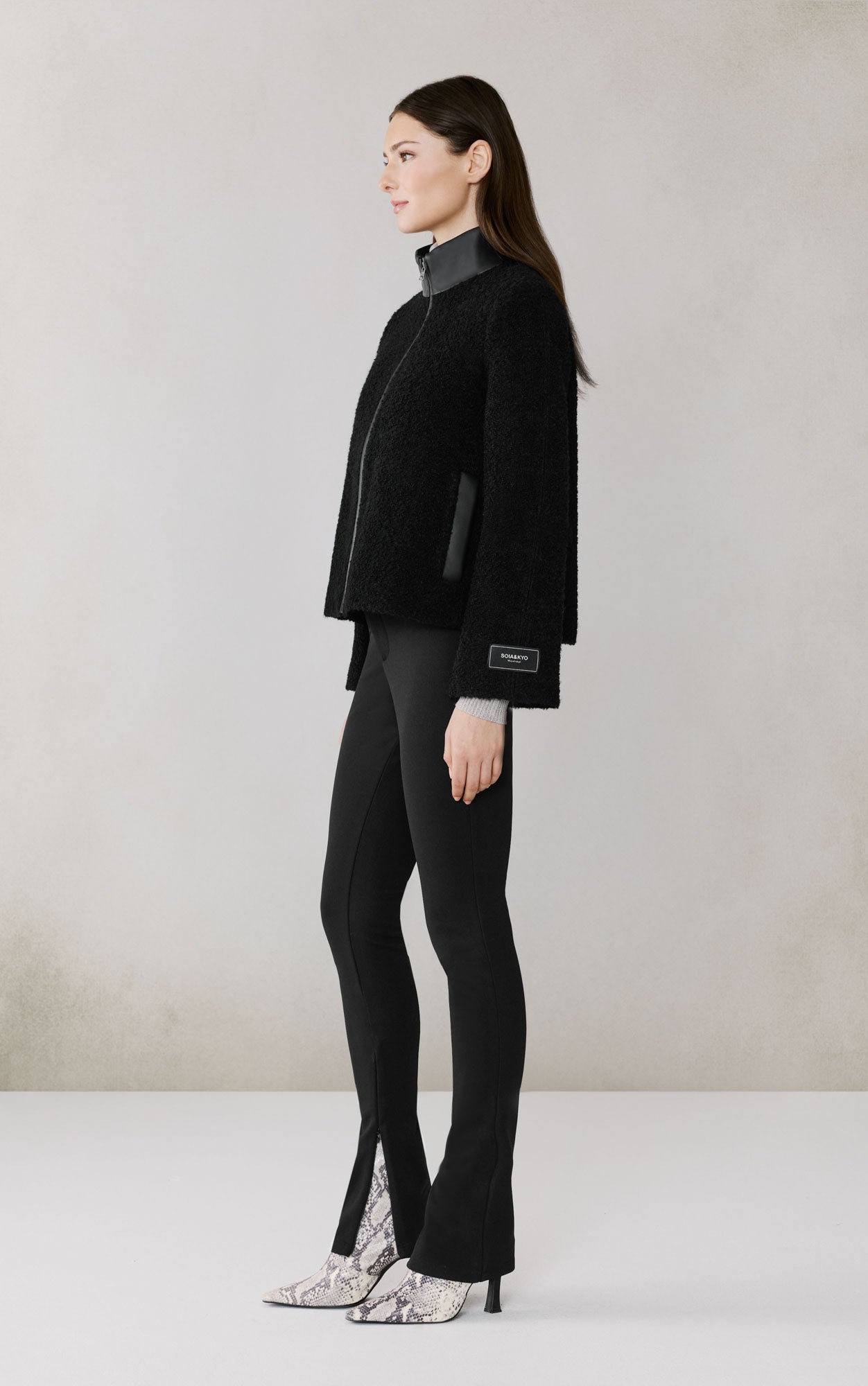 Kaitlyn Boucle Trapez Jacket In Wool | Black