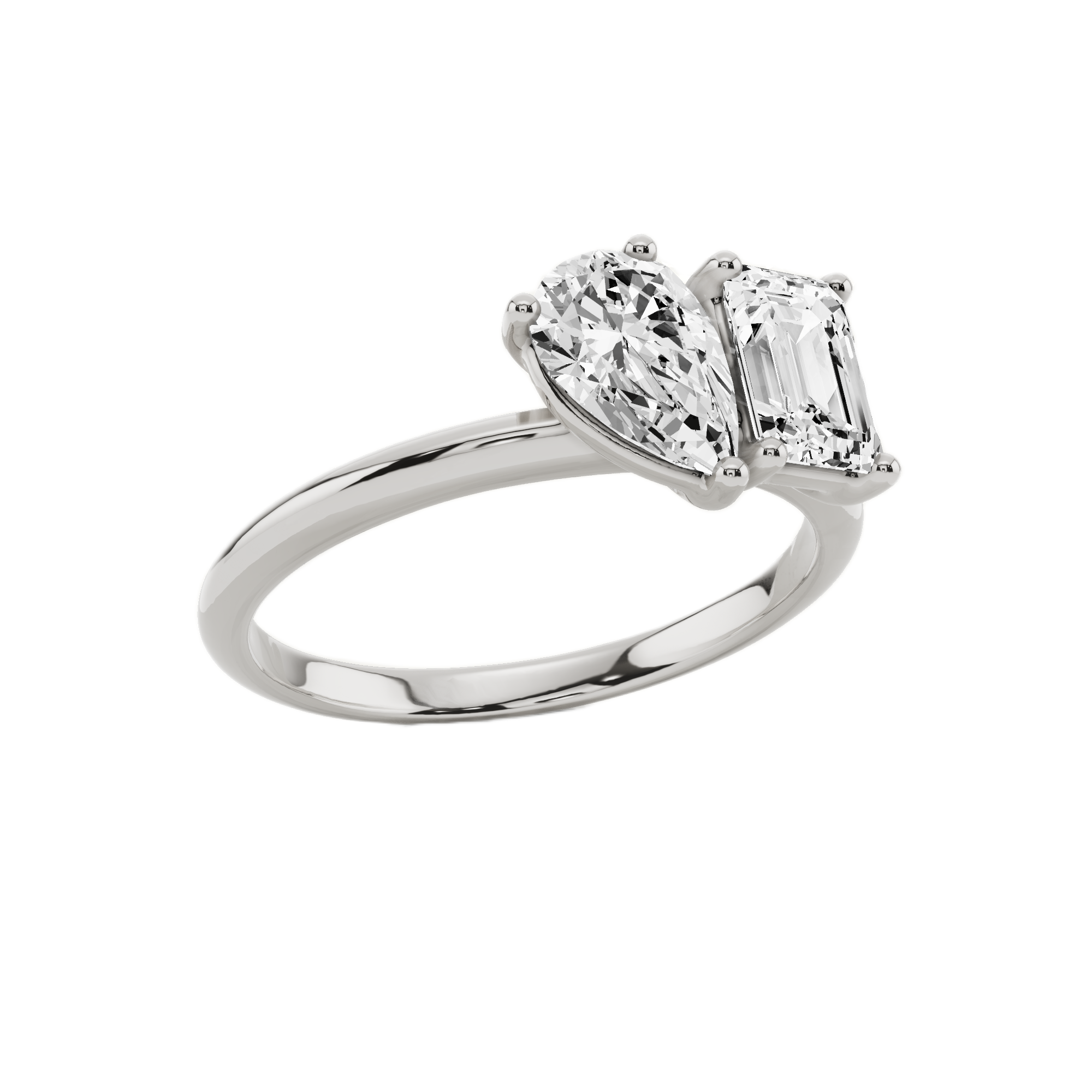 Womens | Two Stone Engagement Ring | 10K White Gold | 1.25 CTW Pear Cut Lab Grown Diamond | G-SI