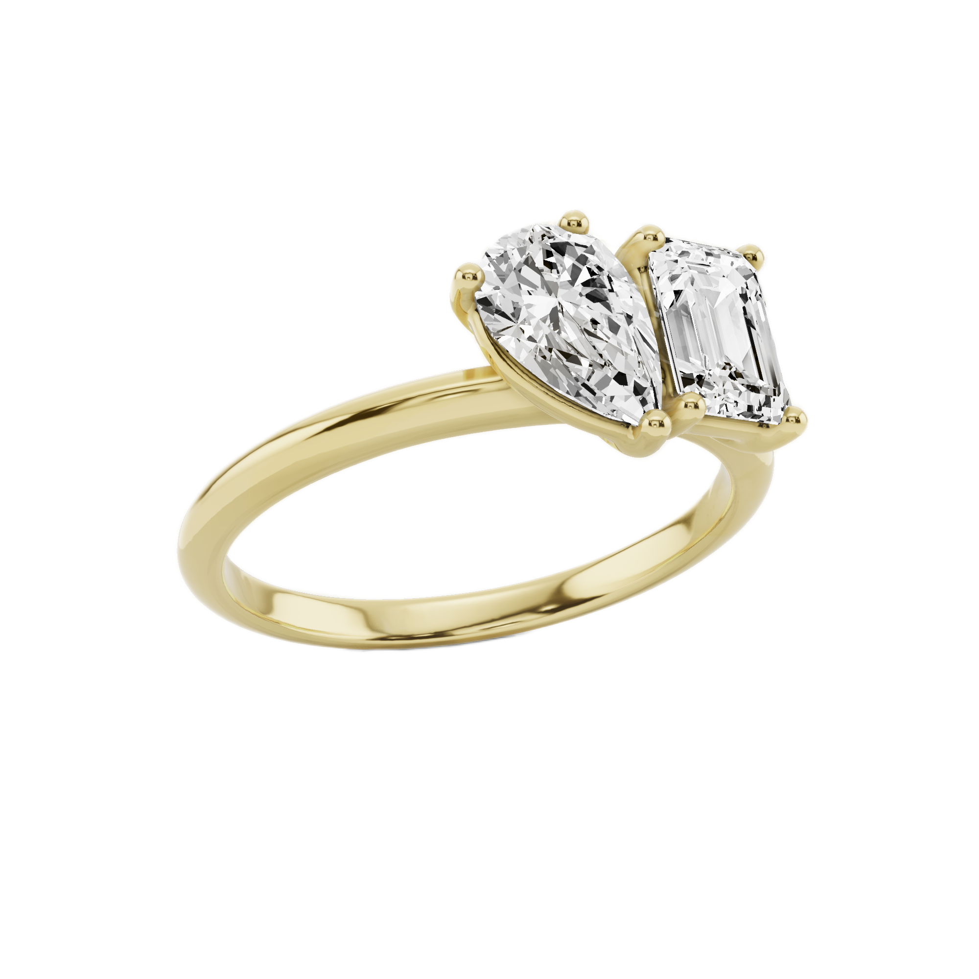 Womens | Two Stone Engagement Ring | 10K Yellow Gold | 1.25 CTW Pear Cut Lab Grown Diamond | G-SI