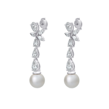 Womens | Dangle Drop Earrings | 14K White Gold | 4 CTW Pear Cut Lab Grown Diamond | F-VS