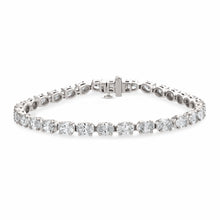 Womens | Tennis Bracelet | 14K White Gold | 9 CTW Oval Cut Lab Grown Diamond | G-VS