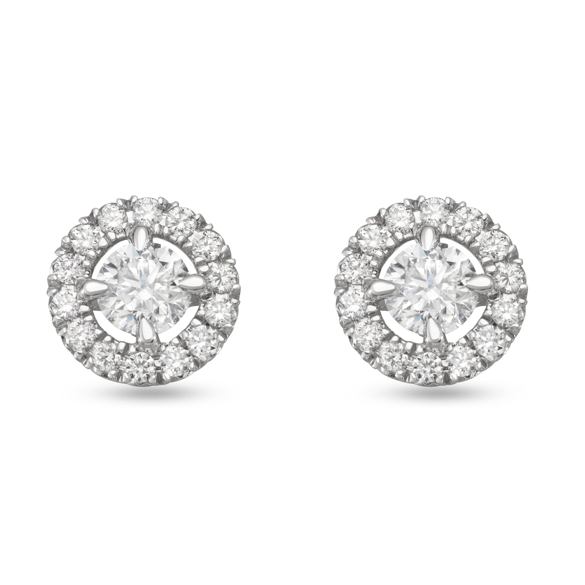 Womens | Halo Stud Earrings | 14K White Gold | 1 CTW Round Cut Lab Grown Diamond | M-N-I2