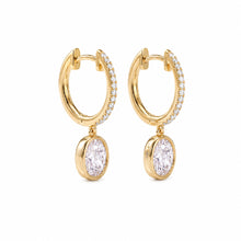 Womens | Dangle Drop Earrings | 14K Yellow Gold | 1.75 CTW Oval Cut Lab Grown Diamond | F-VS