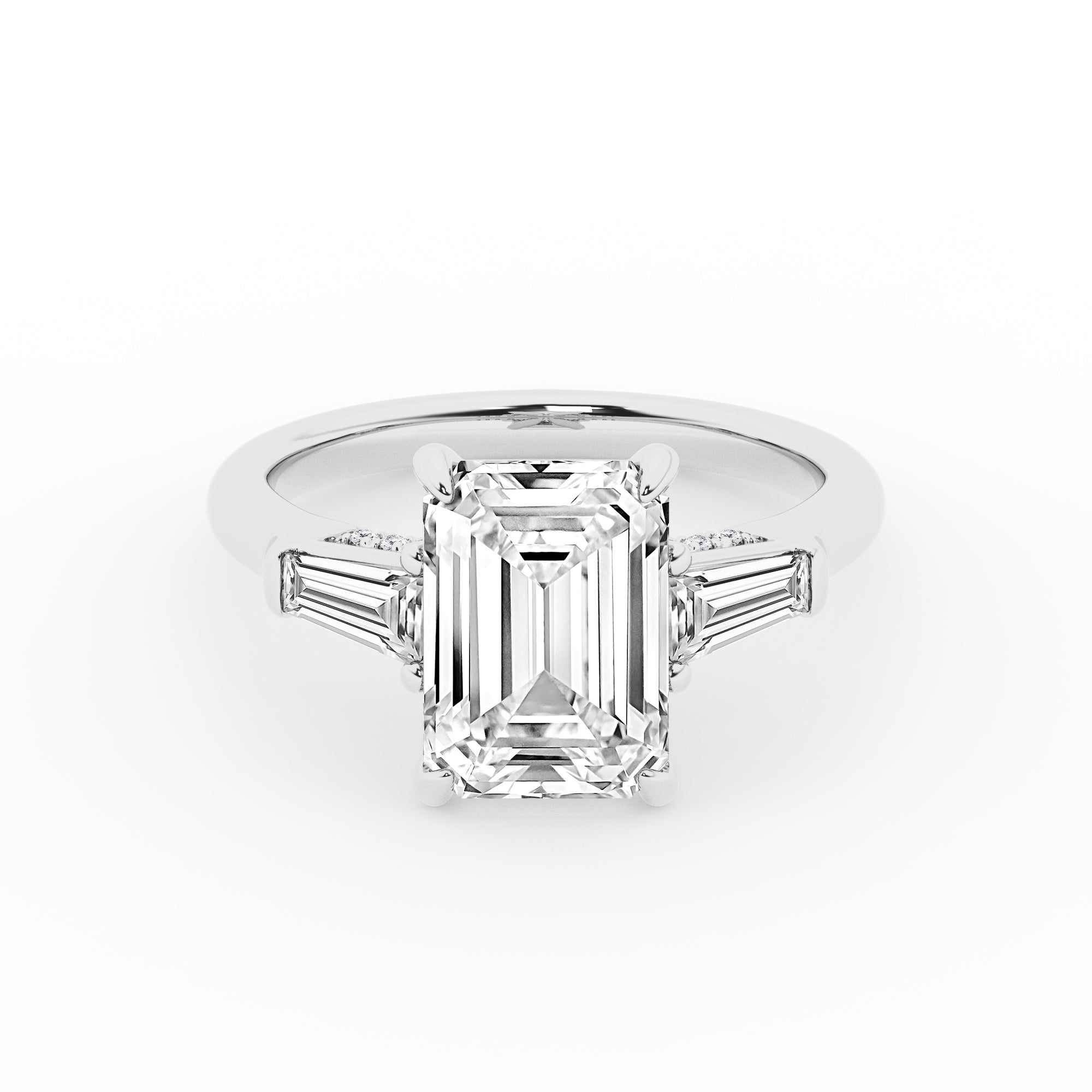 Womens | 3 Stone Engagement Ring | 14K White Gold | 4.75 CTW Emerald Cut Lab Grown Diamond | F-VS
