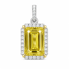 Womens | Halo Solitaire Pendant Necklace | 14K Two Tone Gold | 5.5 CTW Radiant Cut Lab Grown Diamond | Yellow-VS1