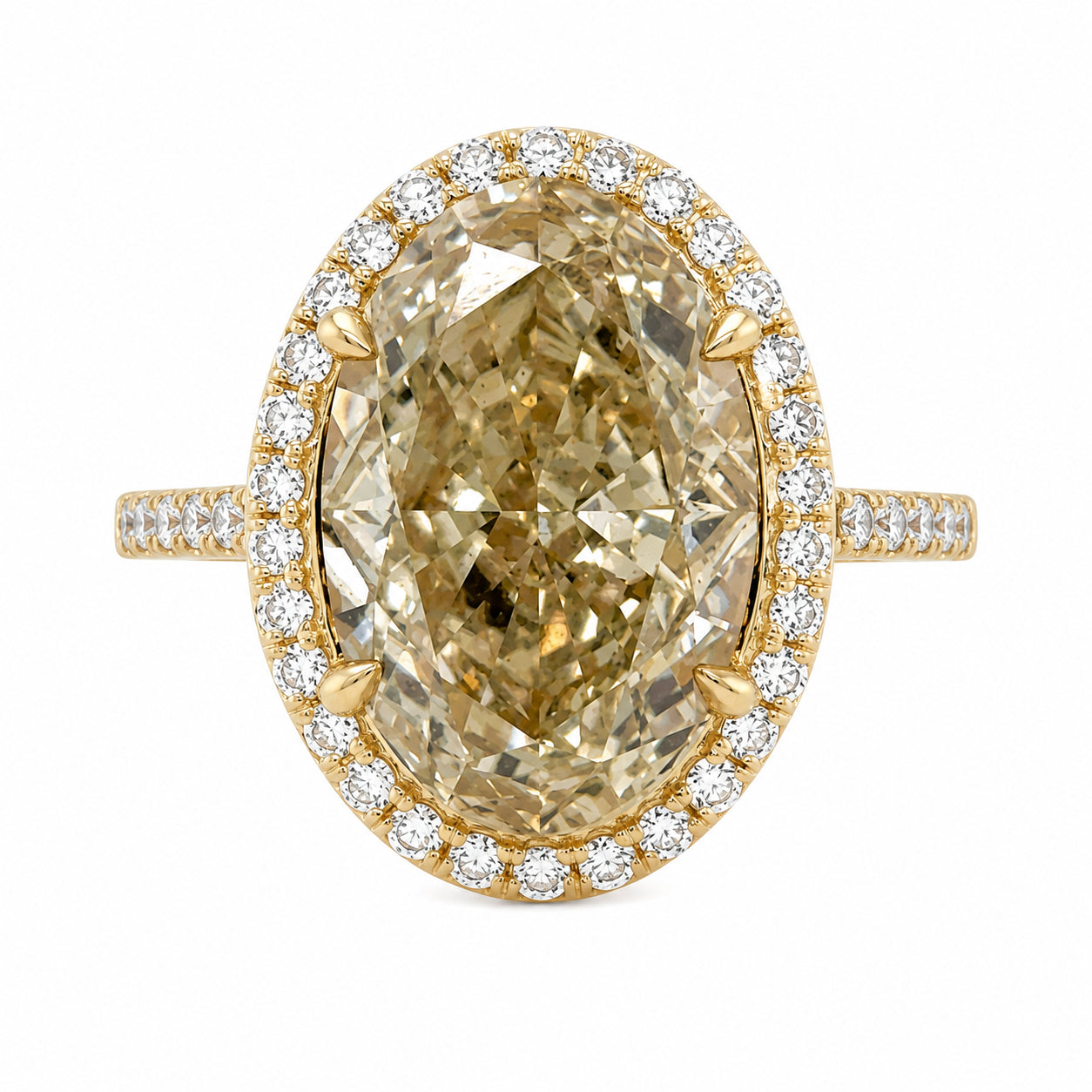 Womens | Halo Engagement Ring | 14K Yellow Gold | 9 CTW Round Cut Lab Grown Diamond | G-VS