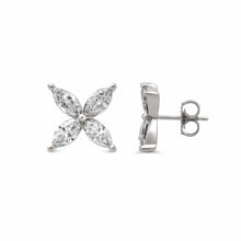 Womens | Floral Stud Earrings | 14K White Gold | 2.50 CTW Marquise Cut Lab Grown Diamond | G-VS-SI1
