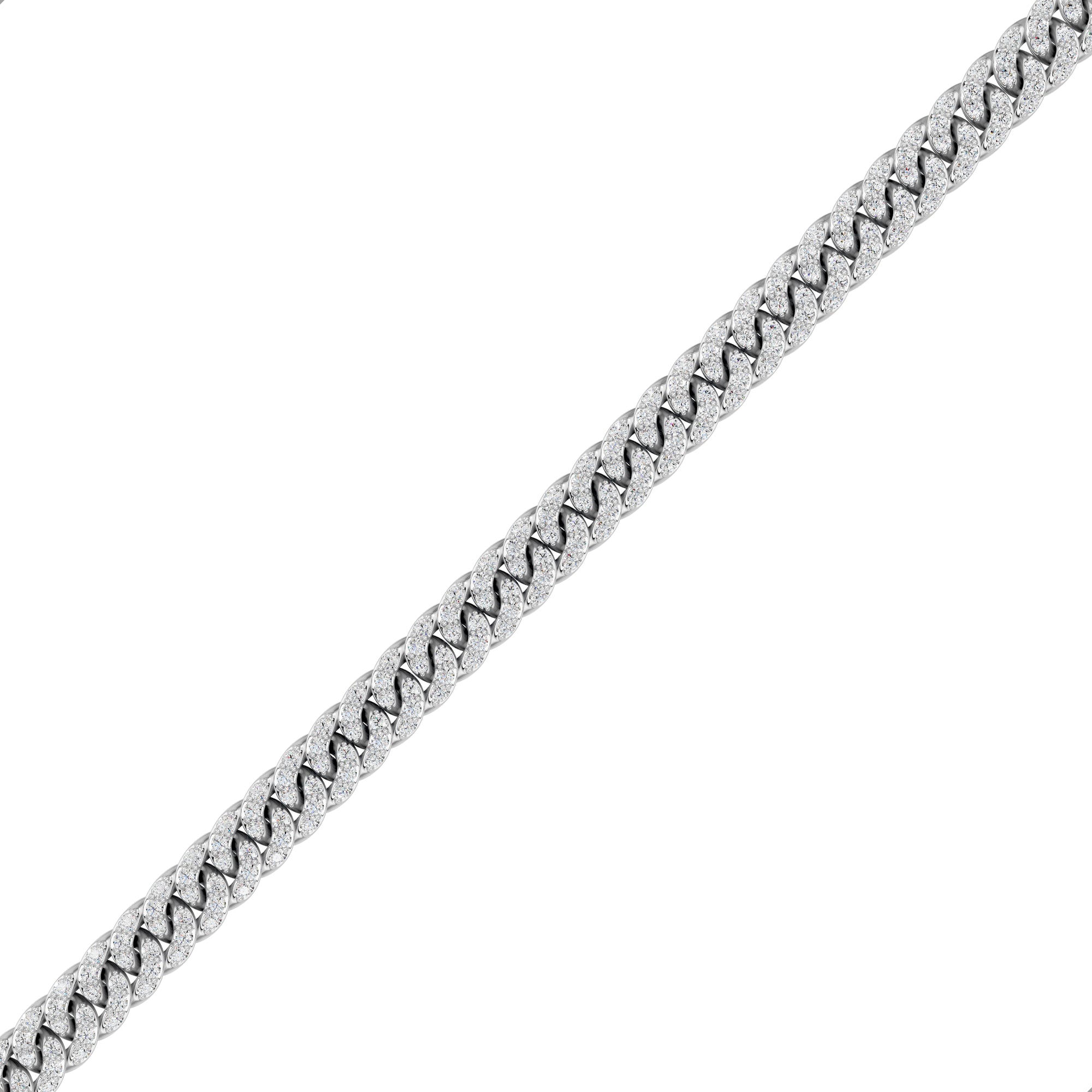 Mens | Cuban Chain Necklace | Sterling Silver | 10 CTW Round Cut Lab Grown Diamond | G-SI