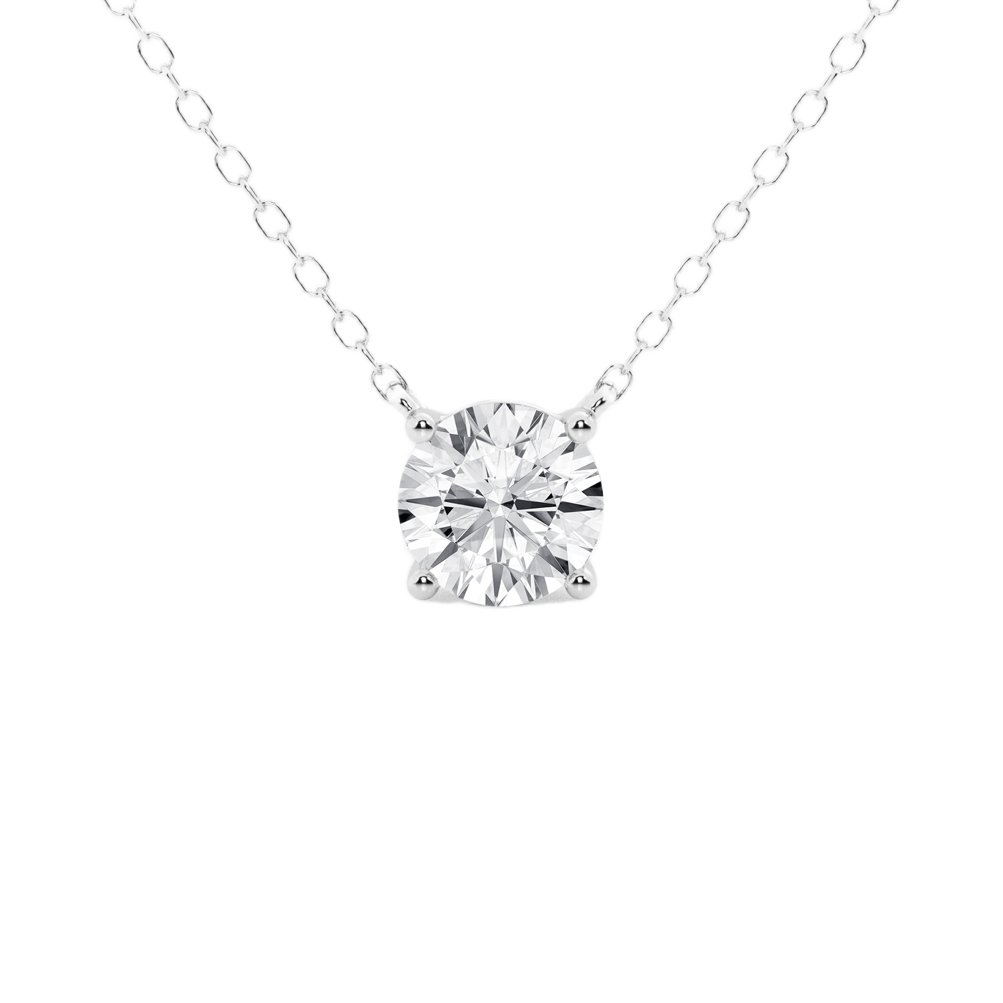 Womens | Solitaire Pendant Necklace | 14K White Gold | 1 CTW Round Cut Lab Grown Diamond | F-VS2