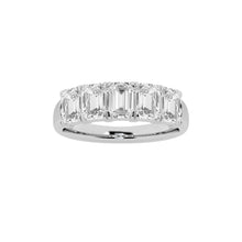 Womens | 5 Stone Wedding Band | Platinum | 2 CTW Emerald Cut Lab Grown Diamond | G-VSI