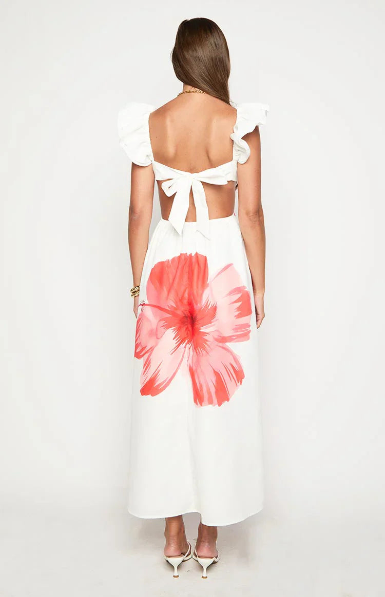 Kaden Floral Print Maxi Dress | White