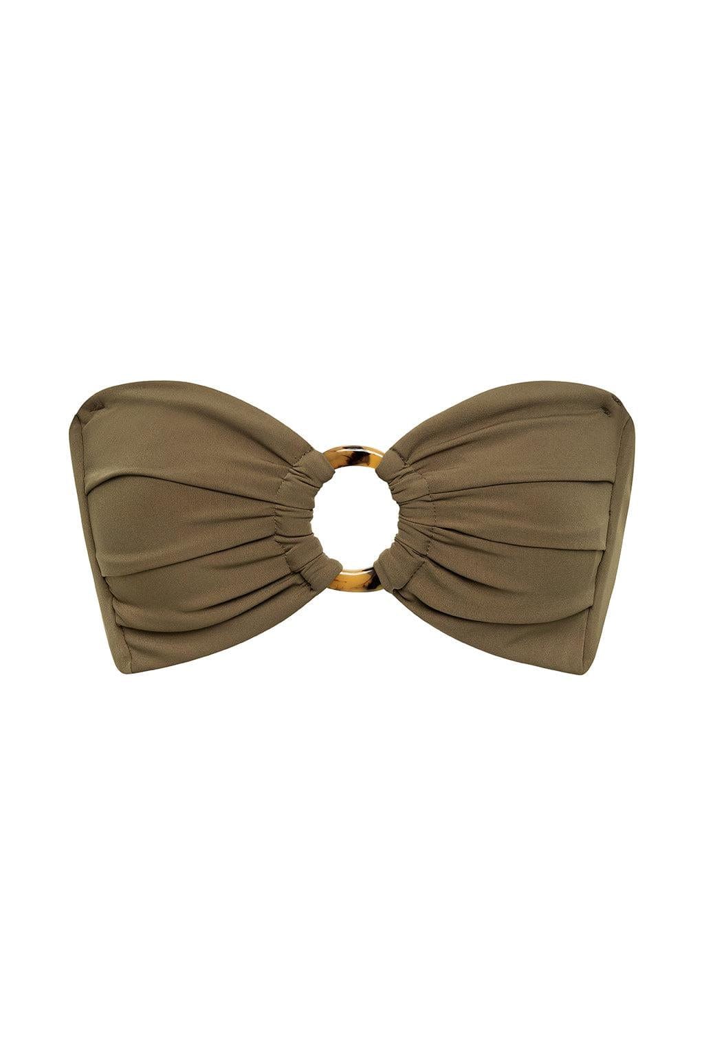 Tori Ties Bandeau Bikini Top | Khaki