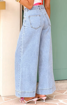Khali Denim Wide Leg Jeans | Light Wash