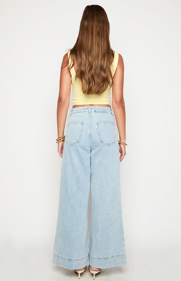 Khali Denim Wide Leg Jeans | Light Wash