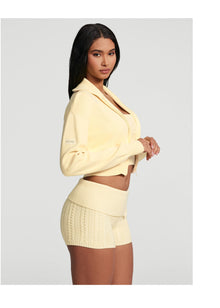 Knit Cropped Zip-Up Jacket | Lemon Meringue