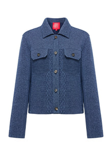 Knit Denim-Look Jacket | Navy