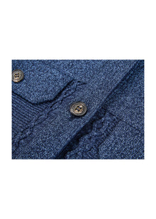 Knit Denim-Look Jacket | Navy