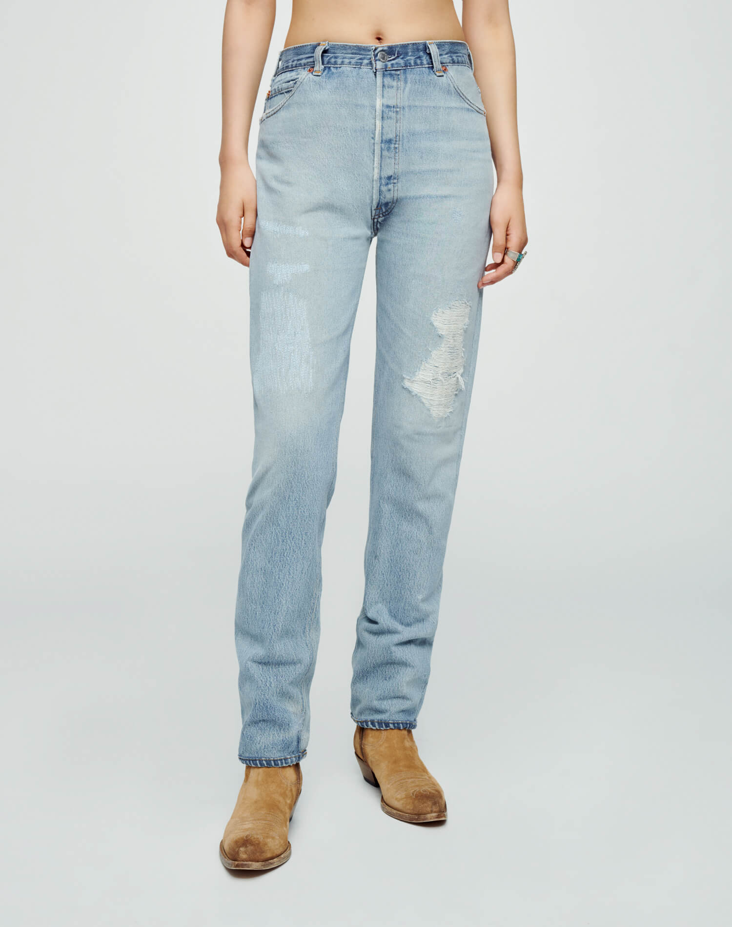 Womens | Upcycled Vintage | Levi's 70s Straight | One-of-a-Kind | Indigo Ass Rip