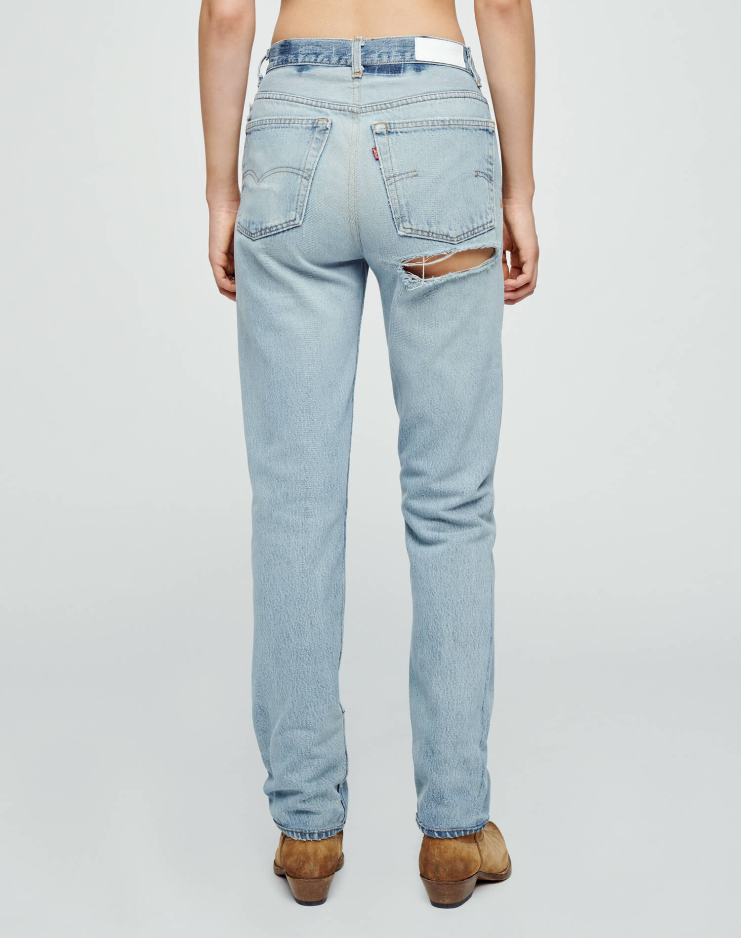 Womens | Upcycled Vintage | Levi's 70s Straight | One-of-a-Kind | Indigo Ass Rip