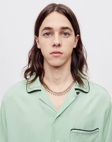 Mens | Sashiko Bowling Shirt | Pale Green