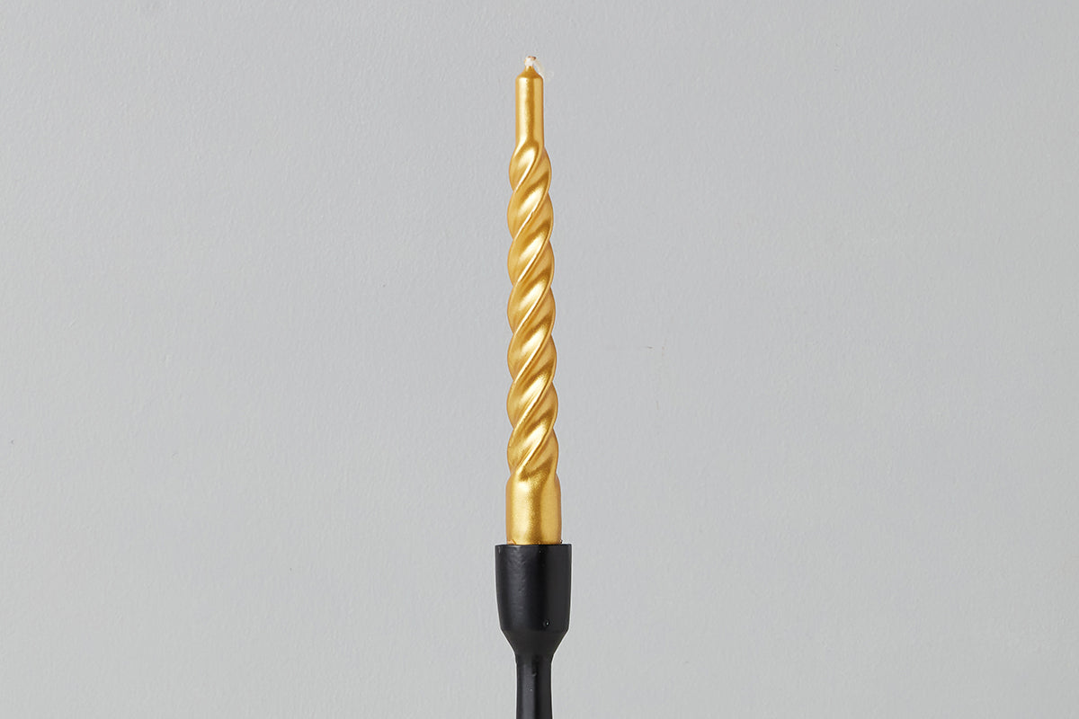 Lacquered Twisted Taper Candles | Gold | Set of 6