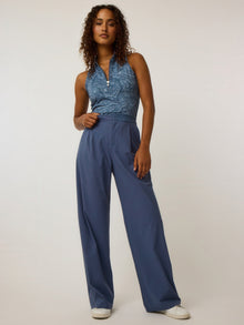 Women | Utopia Sleeveless Vesta Mock Neck Top | Vintage Indigo