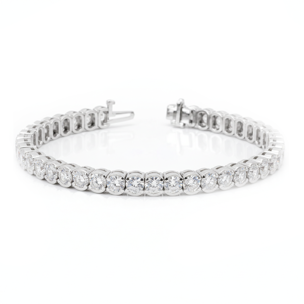 7.00 CT Round Lab-Grown Diamond | Bracelet | 14K White Gold | G Color | SI Clarity