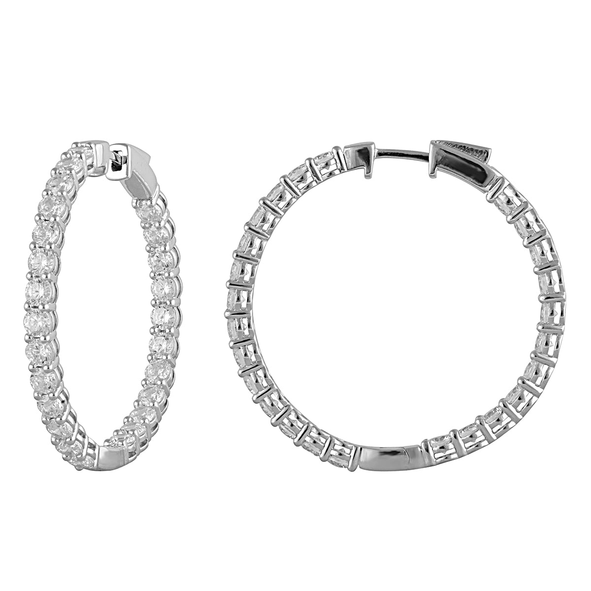 5.00 CT Round Lab-Grown Diamond | Inside Out Hoop Earrings Set | 14K White Gold | G Color | SI Clarity