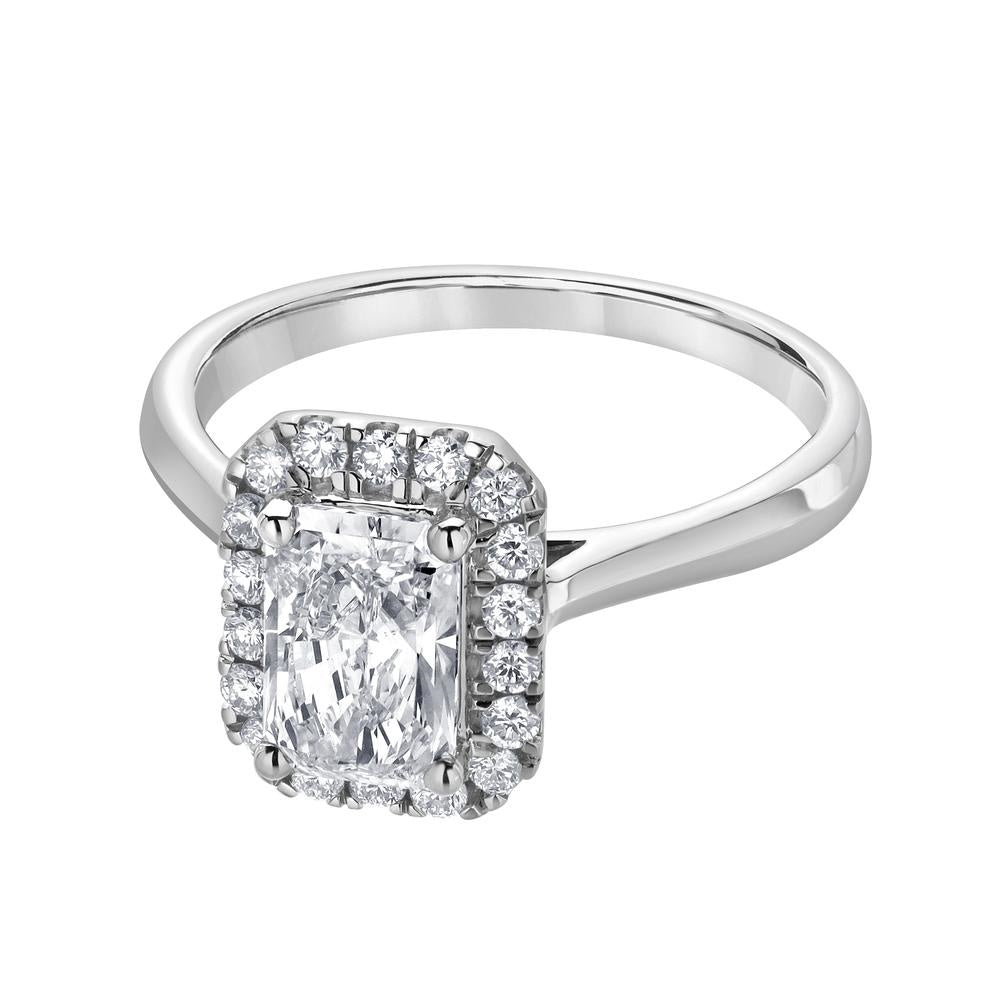 1.50 CT Radiant/Round Lab-Grown Diamond | Engagement Ring | 14K White Gold | G Color | SI Clarity