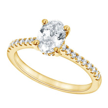0.90 CT Oval/Round Lab-Grown Diamond | Engagement Ring | 14K Yellow Gold | G Color | VS-I Clarity