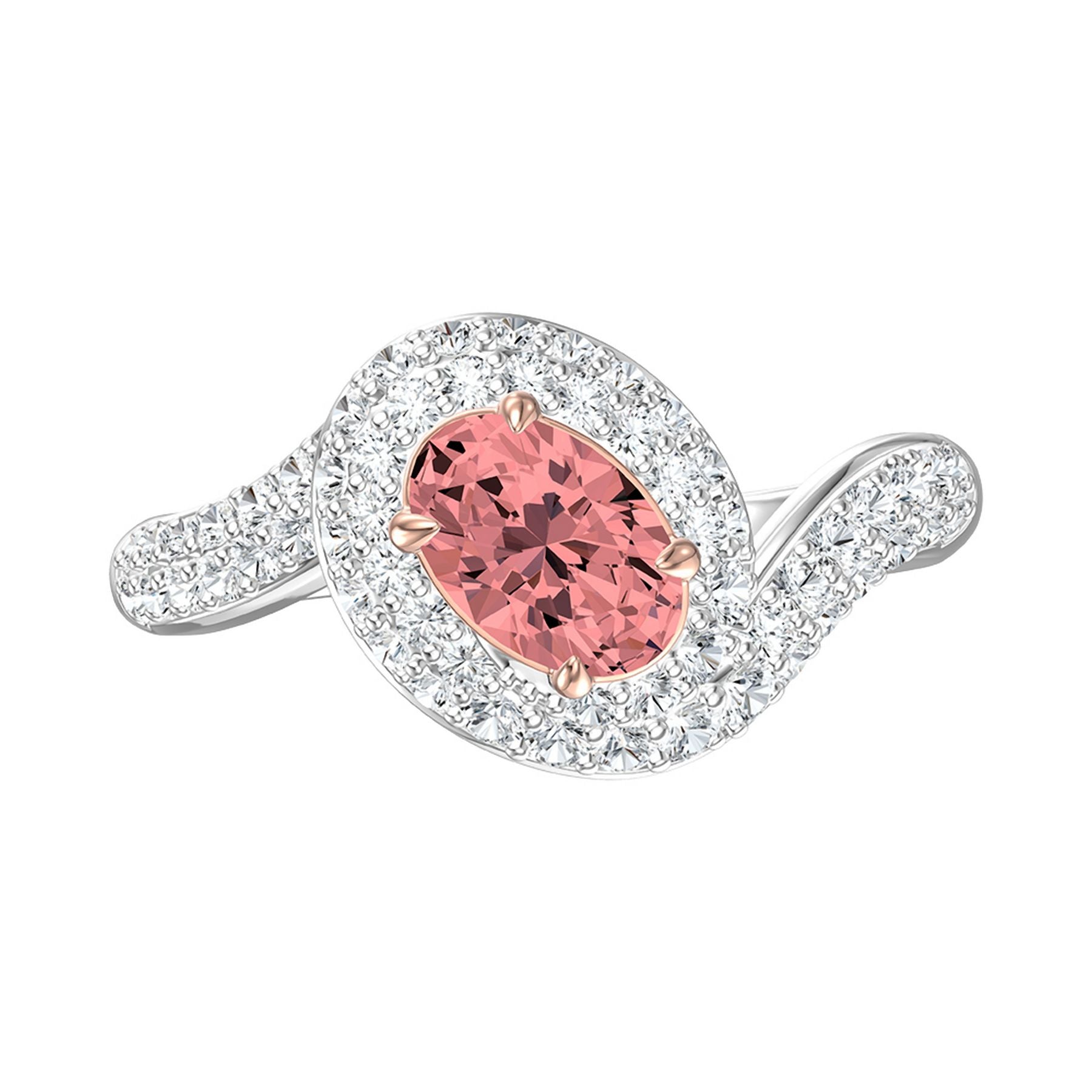 1.75 CT Oval/Round Lab-Grown Diamond | Engagement Ring | 14K Two Tone Gold | G Color | VS Clarity