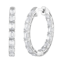 3.00 CT Emerald Lab-Grown Diamond | Hoop Earrings | 14K White Gold | G Color | VS1 Clarity