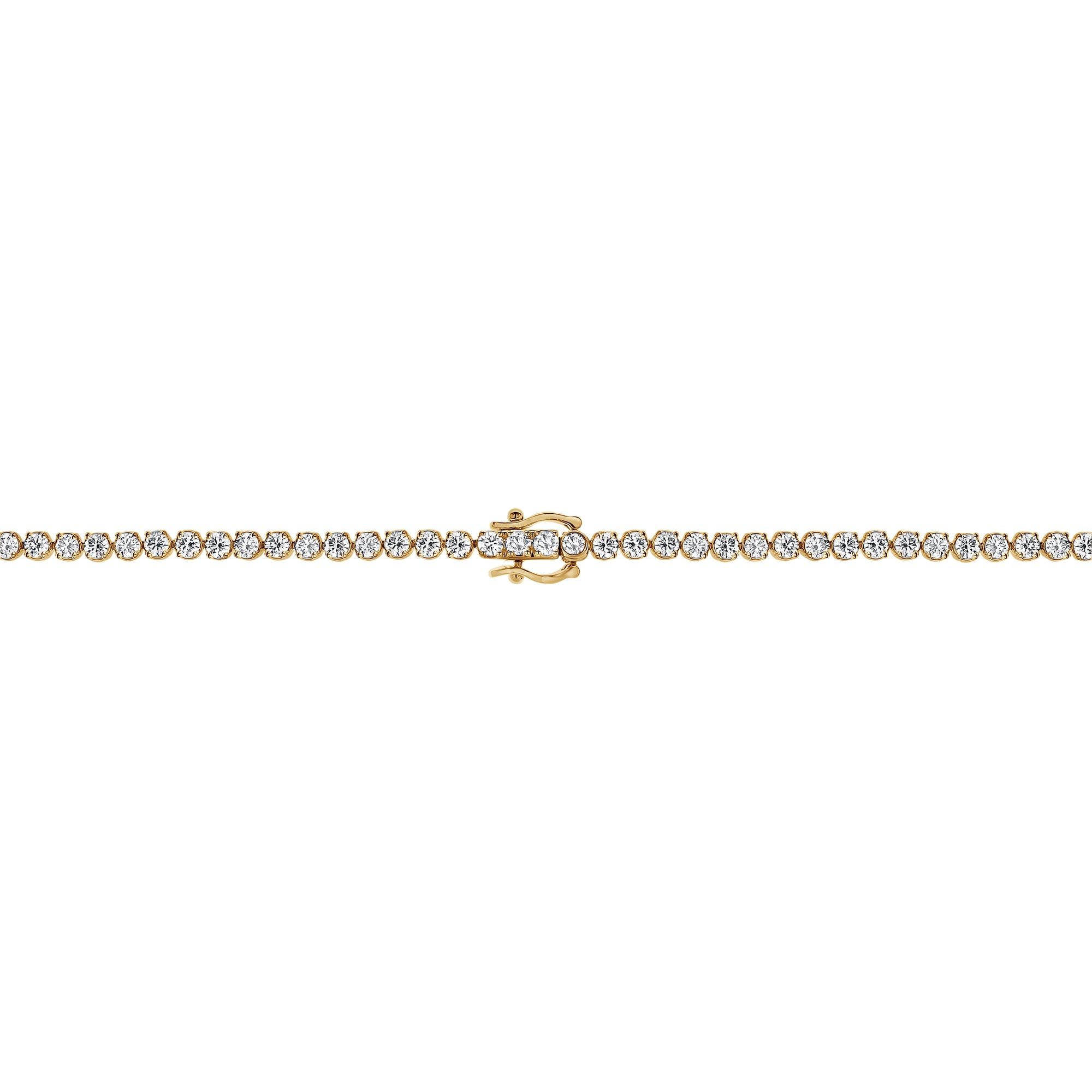 10.00 CT Round Lab-Grown Diamond | Tennis Necklace | 18K Yellow Gold | F Color | VS Clarity