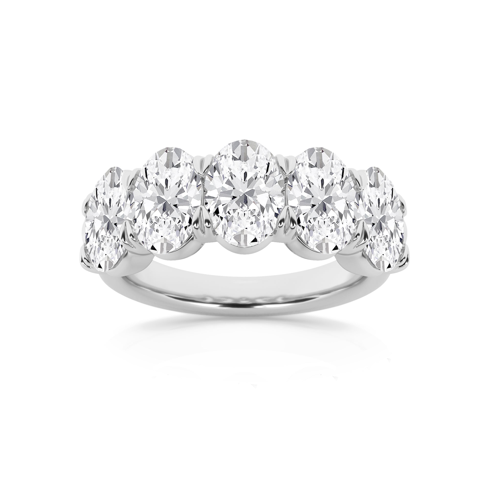 3.50 CT Oval Lab-Grown Diamond | Band Ring | 14K White Gold | G Color | VS Clarity