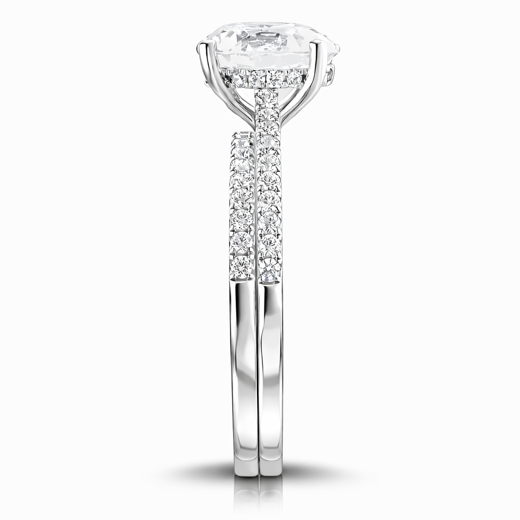 3.50 CT Round Lab-Grown Diamond | Bridal Ring Set | 14K White Gold | G Color | VS Clarity